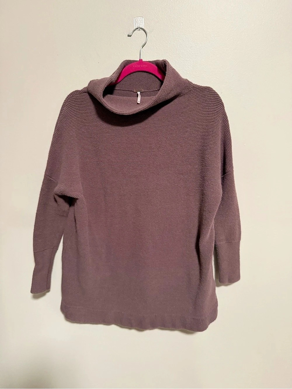 Free People Ottoman Slouchy Tunic Cowl Neck Sweater Mauve